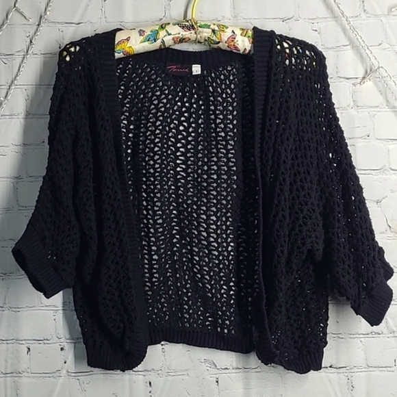 torrid Jackets & Blazers - Y2K Torrid USA Made Black Chunky Loose Knit Quarter Sleeve Top Plus Size 1